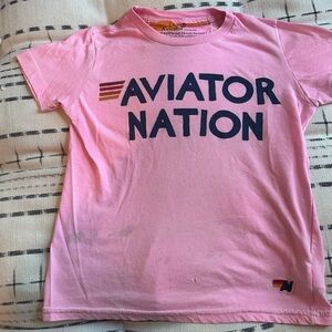 AVIATOR NATION neon pink t-shirt kids/girls size 8